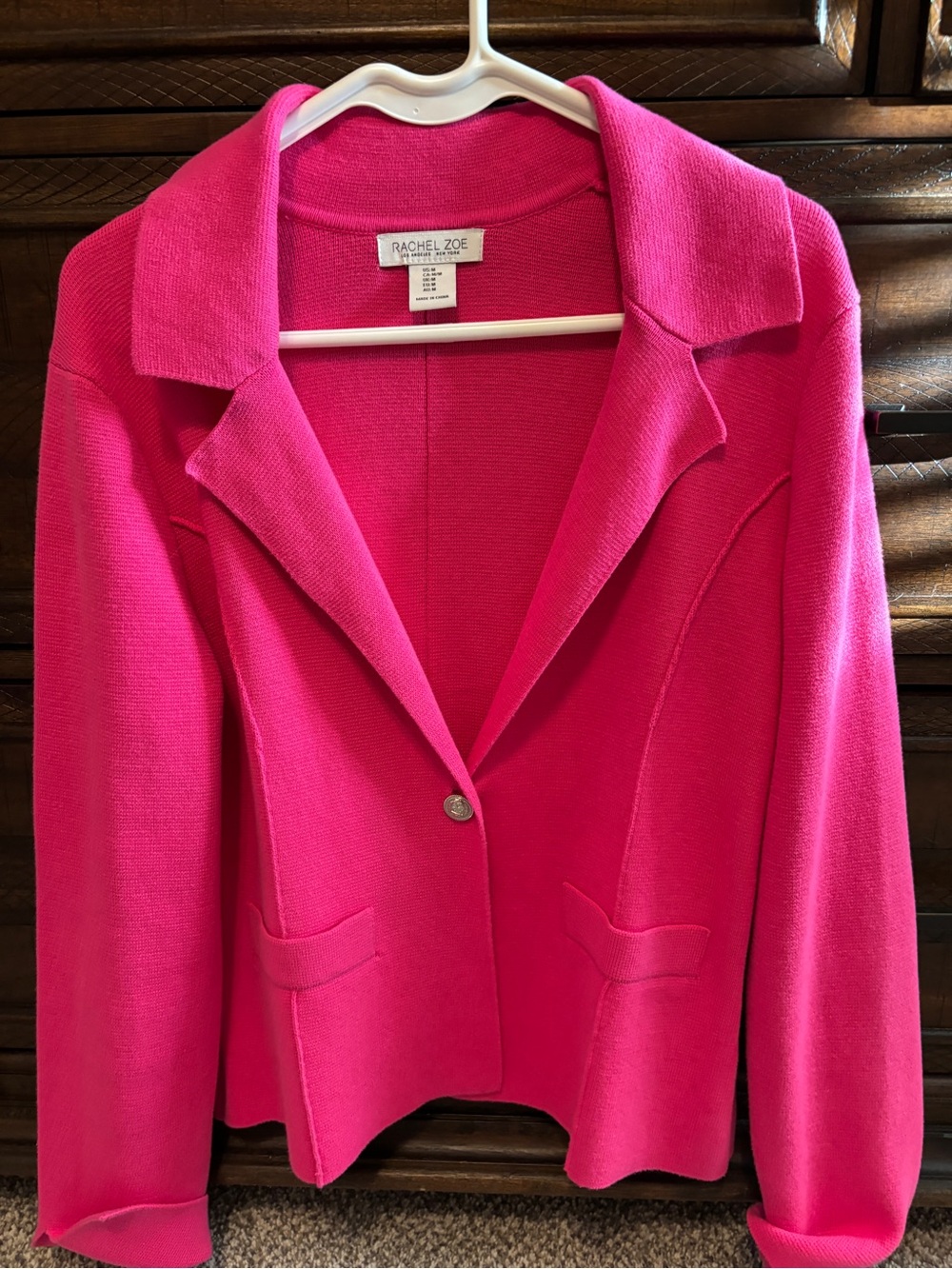 Rachel Zoe Bright Pink Knit Blazer Jacket